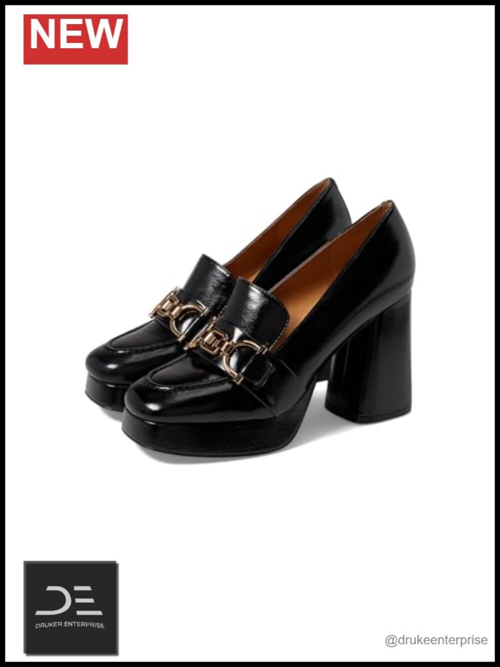 Faux Leather Square Toe Block Heel Pumps Slip-On